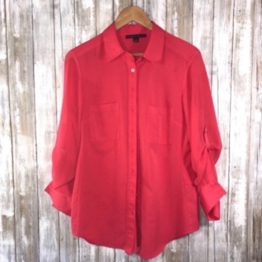 Antoni Melani Neon Pink Button Down